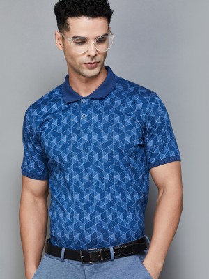 CODE by Lifestyle Printed Men Polo Neck Blue T-Shirt