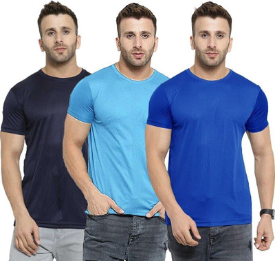 TQH Solid Men Round Neck Multicolor T-Shirt