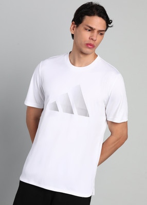 ADIDAS Solid Men Round Neck White T-Shirt