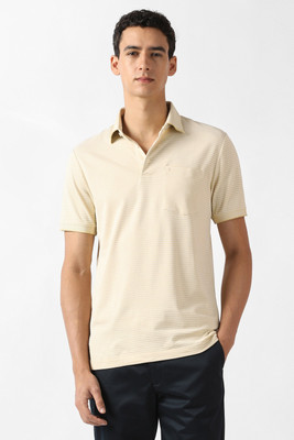 VAN HEUSEN Solid Men Polo Neck Beige T-Shirt