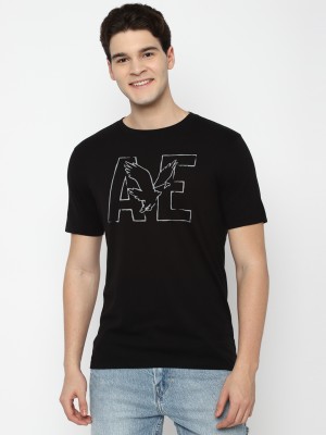 American Eagle Printed Men Round Neck Black T-Shirt