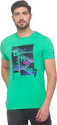 BEING HUMAN Graphic Print Men Round Neck Green T-Shirt