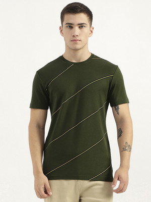 United Colors of Benetton Striped Men Crew Neck Green T-Shirt