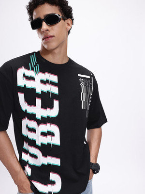 Kook N Keech Printed Men Round Neck Black T-Shirt