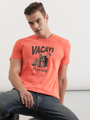 LEE Graphic Print, Typography Men Round Neck Pink T-Shirt