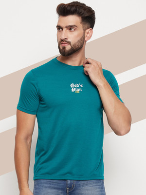 UBX Printed Men Round Neck Green T-Shirt