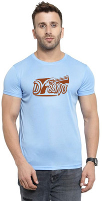 LV CARE Printed Men Round Neck Blue T-Shirt
