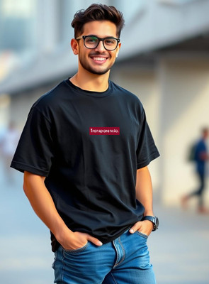 UrGear Printed Men Round Neck Black T-Shirt