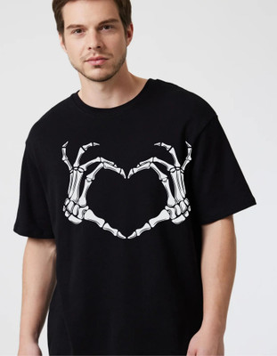 fashnobic Printed Men Round Neck Black T-Shirt