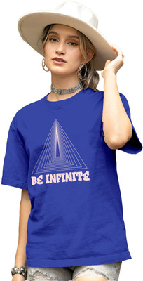 Fighterhero Printed Women Round Neck Blue T-Shirt