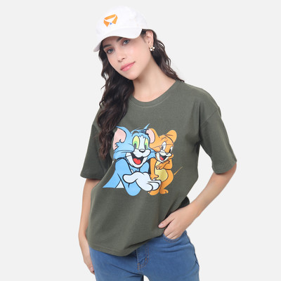 DEEPMAYRA COLLECTION Graphic Print Women Round Neck Dark Green T-Shirt