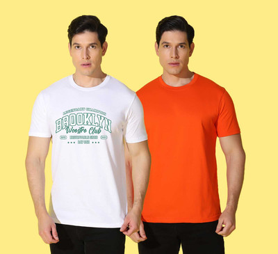 WOOSTRO Solid Men Round Neck Multicolor T-Shirt