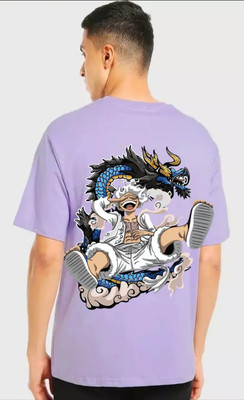NINFIN Graphic Print Men Round Neck Purple T-Shirt