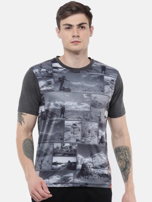 Wildcraft Printed Men Round Neck Black, Grey T-Shirt
