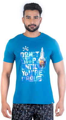 COLORS by Rupa Frontline Graphic Print Men Round Neck Blue T-Shirt