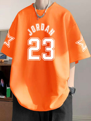 Cool Plus Graphic Print Men Round Neck Orange T-Shirt