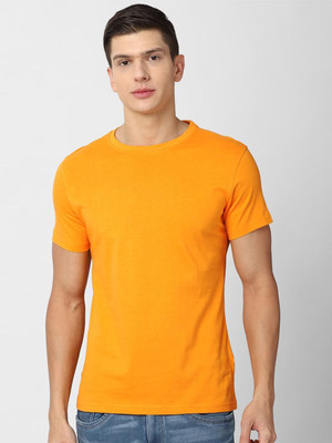 RULEDBYSUN Solid Men Round Neck Yellow T-Shirt