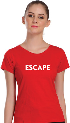 APEX Printed Women Round Neck Red T-Shirt
