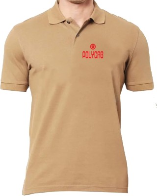 PrintHolic Solid Couple Polo Neck Brown T-Shirt