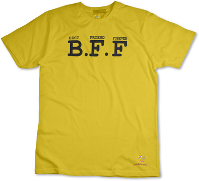 THE PRINT PLATTER Typography Men Round Neck Yellow T-Shirt