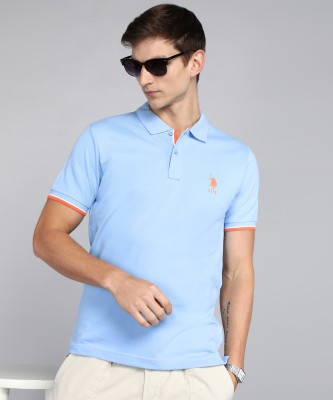 U.S. POLO ASSN. Solid Men Polo Neck Blue T-Shirt