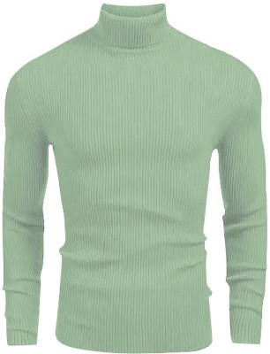 InkTees Solid Men High Neck Light Green T-Shirt