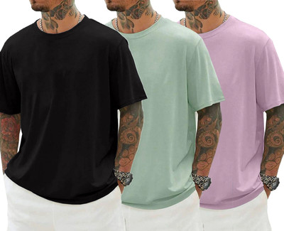 DISINVENT Solid Men Round Neck Multicolor T-Shirt
