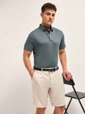 THE BEAR HOUSE Solid Men Polo Neck Grey T-Shirt