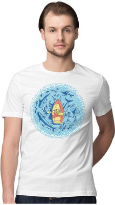 KRYONIX Printed Men Round Neck White T-Shirt