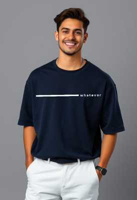 UrGear Printed Men Round Neck Dark Blue T-Shirt