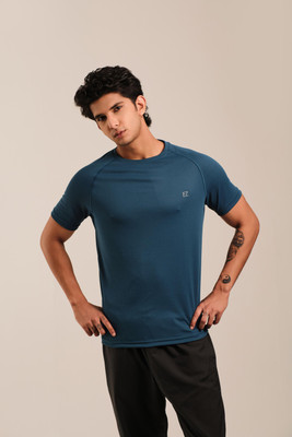 Sirtex Eazy Solid Men Round Neck Dark Blue T-Shirt