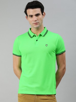 Urbano Fashion Solid Men Polo Neck Green T-Shirt