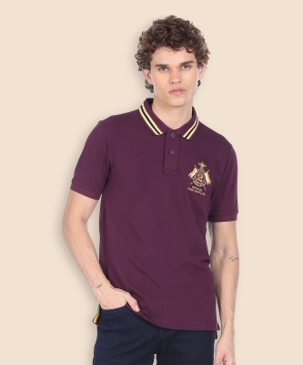 U.S. POLO ASSN. Solid Men Polo Neck Purple T-Shirt