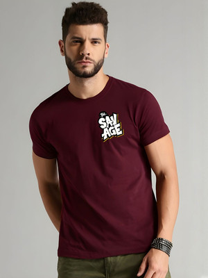 SZN Graphic Print Men Round Neck Maroon T-Shirt