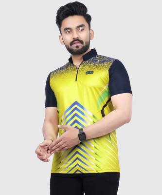 dhaari by unique creation Printed Men Mandarin Collar Yellow T-Shirt