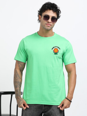 Chill Factor Printed Men Round Neck Green T-Shirt