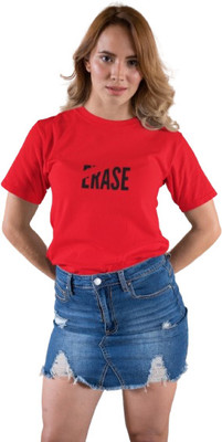 Clori Graphic Print, Typography Women Round Neck Red T-Shirt