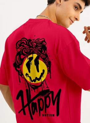 Triptee Printed, Typography Men Round Neck Red T-Shirt