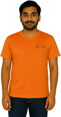 purycot Solid Men Round Neck Orange T-Shirt