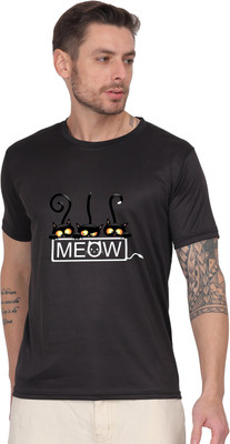 AZAADGARMENT Graphic Print Men Round Neck Black T-Shirt