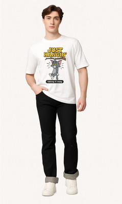 Mr Anime Graphic Print Men Round Neck Black T-Shirt
