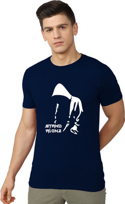 OrrganicChics Graphic Print Men Round Neck Navy Blue T-Shirt