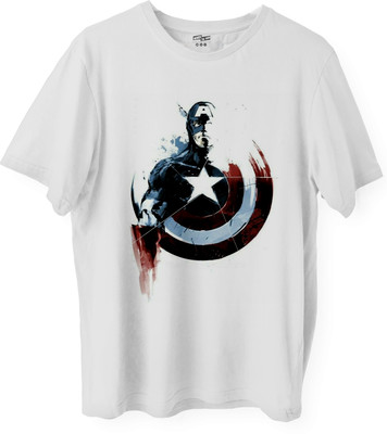 ON TREND Printed Men Round Neck White T-Shirt
