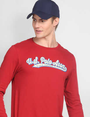 U.S. POLO ASSN. Printed Men Round Neck Red T-Shirt