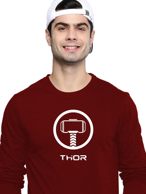 London Crew Typography Men Round Neck Maroon T-Shirt