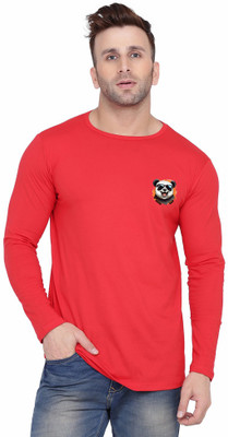 GEUM Solid Men Round Neck Red T-Shirt