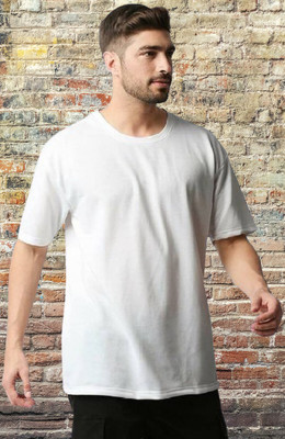 ZEBULUN Solid Men Round Neck White T-Shirt