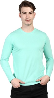 NEW-18 Solid Men Round Neck Green T-Shirt