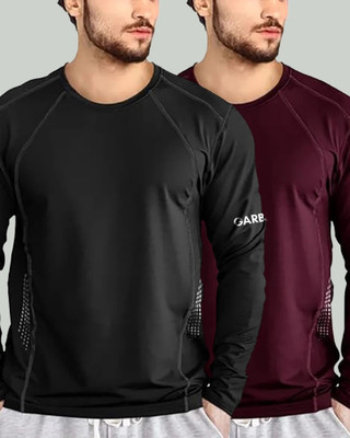 GARBLY Solid Men Round Neck Grey T-Shirt