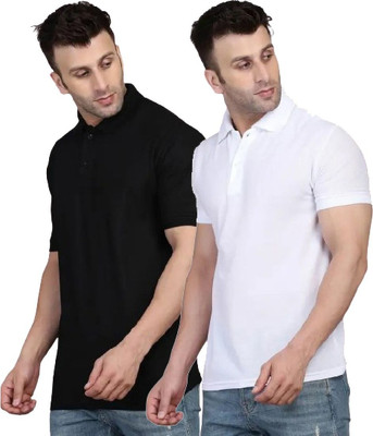 YUALIN CREATION Solid Men Polo Neck Multicolor T-Shirt
